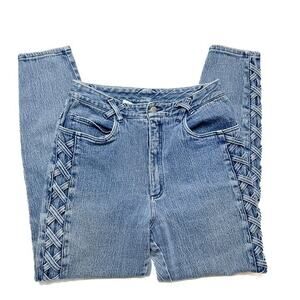 Denim Republic Vintage Braided Mom Jeans High Rise Blue Stone Wash 13/14 Punk